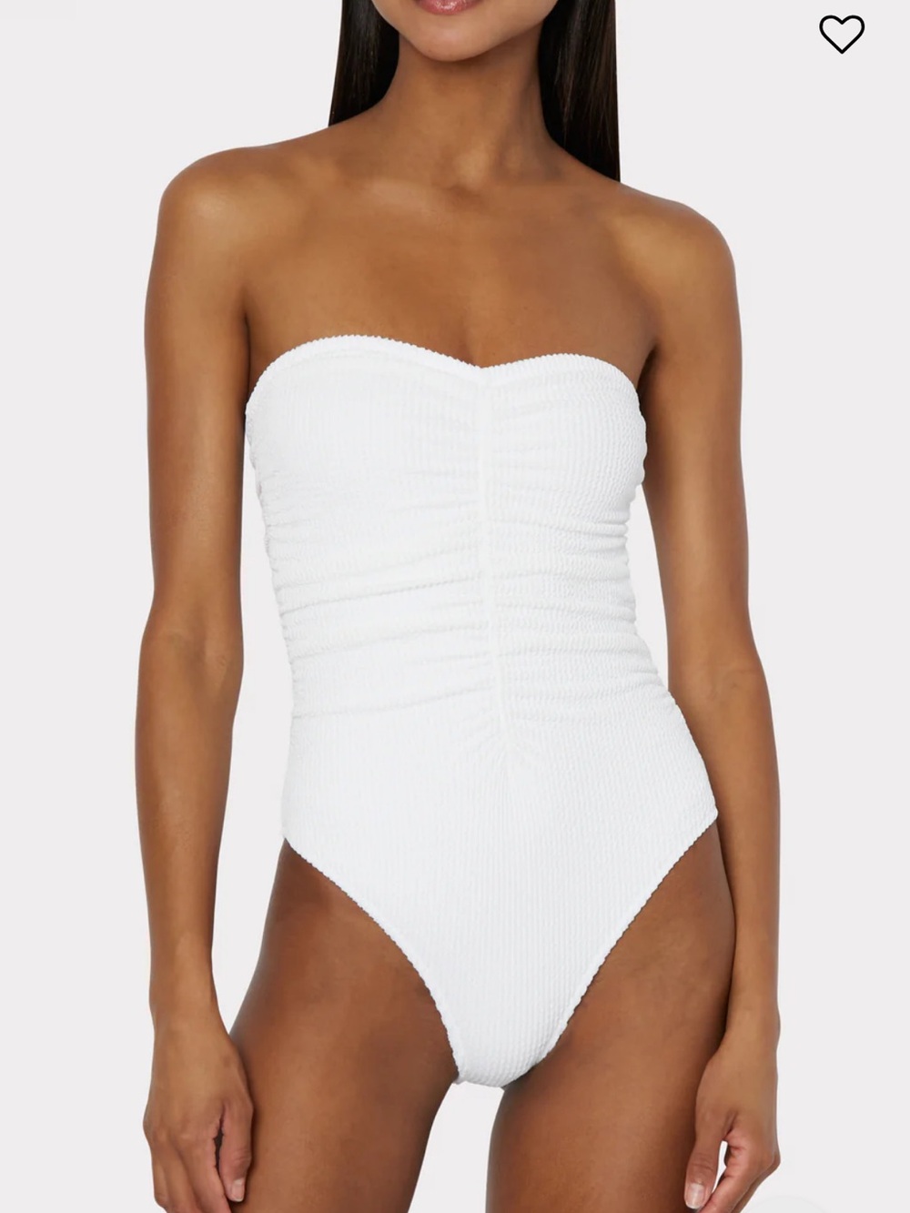 Milly Strapless Ruched White One-Piece Swimsuit